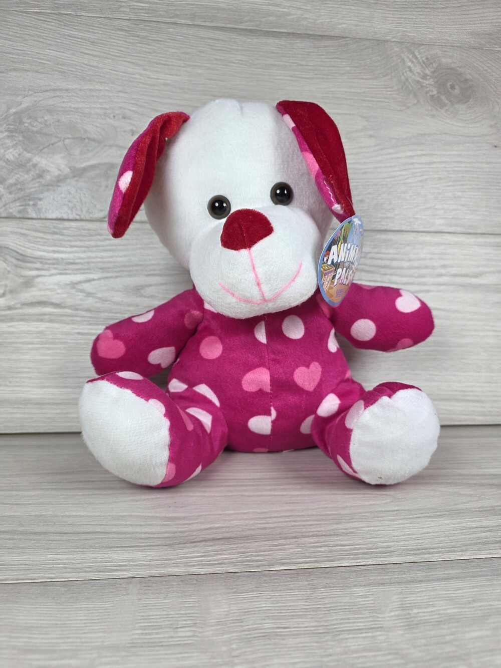 Kellytoy Animal Paws Plush Dog 9" Valentine's Day White Pink Red SU49
